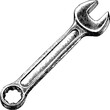 © cac_tus - Detailed black and white illustration of a vintage spanner with texture