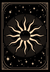 Wall Mural - mystical rectangular composition of the sun, moon and stars