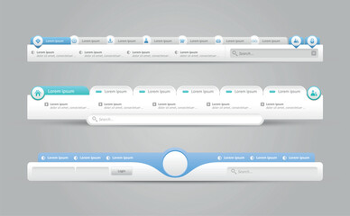 Wall Mural - website design template navigation elements with icons set. navigation bars. website design template