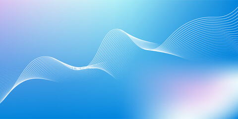 abstract blue gradient background with shining lines waves. minimalist background for banner, poster