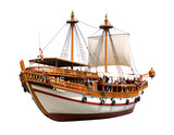 Majestic traditional wooden ship showcasing intricate craftsmanship and classic nautical design.