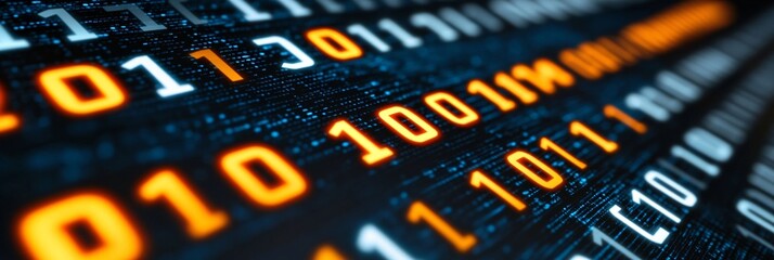 digital binary code technology data stream close-up for cybersecurity and programming concepts