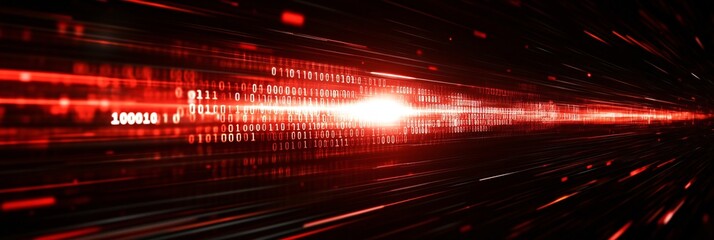 dynamic digital data flow with binary code and light trails for technology and networking concepts