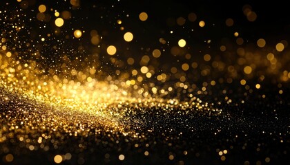 Wall Mural - Golden bokeh and glitter create a festive, abstract background of shimmering lights, perfect for a bright holiday celebration
