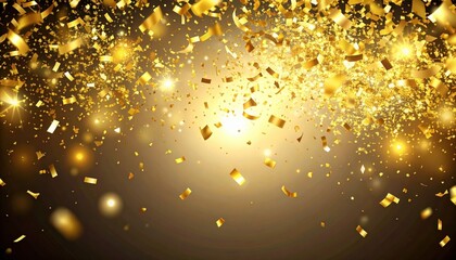 Wall Mural - Abstract golden background with glowing, falling particles for a magical holiday celebration