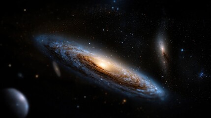 Wall Mural - a close up of a spiral galaxy with a bright yellow center