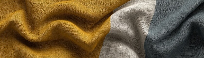 Wall Mural - Vibrant yellow and calming blue fabric closeup, stunning contrast of texture color