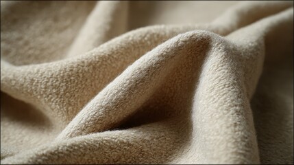 Wall Mural - Closeup of soft white blanket texture, cozy textile background for comfort and warmth