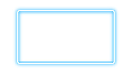 Blue neon rectangle, Blue neon glow rectangular frame, Blue neon border. Vector illustration.