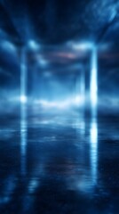 Wall Mural - floating digital interface frame in a futuristic holographic environment