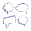 © Andrii - Hand Drawn Speech and Thought Bubbles Set Vector Illustration. This illustration features a collection of four hand drawn speech and thought bubbles in a sketchy doodle style.