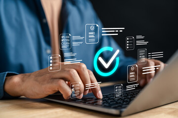 Wall Mural - digital checklist and survey questionnaire with document verification and task tracking, online form