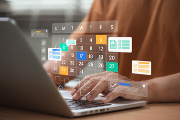 digital calendar and task planner interface with checklist, reminders, and automation tools used to 