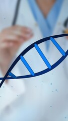 Wall Mural - animation of dna strand over caucasian female doctor