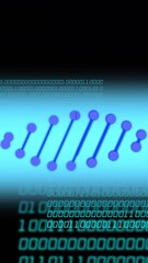 Wall Mural - animation of dna strand over data processing on black background
