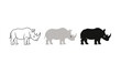 © Frodo - Trio of rhinoceroses in black, gray, and white silhouettes