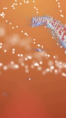 Wall Mural - animation of dna strand over globe on orange background