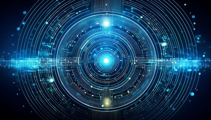 abstract technology circle circuit background big data and ai concept thin lines with light dots on tech bg network pattern digital computer innovation banner on dark backdrop