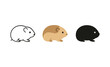 © Frodo - Minimalist trio of hamster silhouettes in black, white, and brown on a clean background