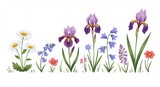 Lentebloemen bloeien vrolijk zacht licht. AI Generated