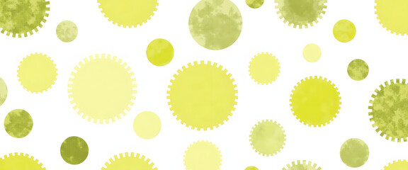 Wall Mural - Watercolor background with yellow and green circles in a repeating pattern.