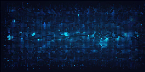 Abstract blue digital background with binary code technology pattern and glowing futuristic design