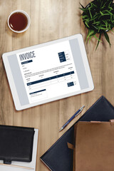 Wall Mural - invoice on computer screen from accounting application. computer program for financial and budget of