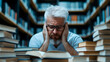 © kashif - A dejected student sitting by a bookcase, experiencing exam anxiety and a lack of academic drive