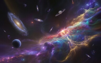 Wall Mural - This expansive astronomical illustration captures the immense and diverse beauty of the universe. 