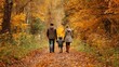 © Johannes - Beautiful young family on a walk in autumn forest., no logos, no brands