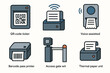 © Art Fusion - Qr code ticket system and voice-assisted technology vector icons vector icon isolated illustration