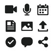 © Влада Яковенко - Content Creation Icons. Solid, filled icon set of content creation tools: video camera, audio mic, content calendar, blog post