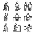 © Coosh448 - Exoskeleton Icon Set. Solid, filled icon set of Mobility and rehabilitation exoskeletons: assisted walking, stair climbing,