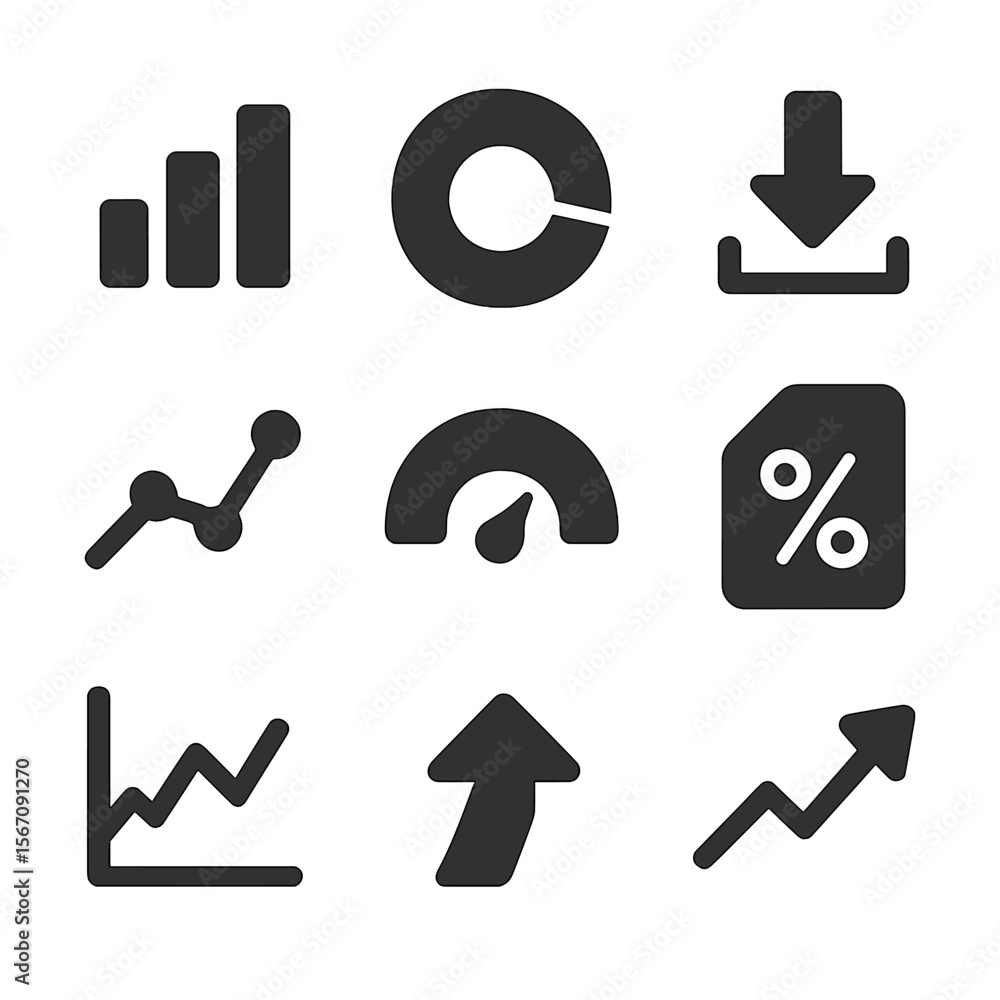 Grade Analytics Icons. Solid, filled icons set of grade analytics and ...