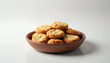 © Vadym - Close-up of fresh baked cookies in brown bowl. Homemade culinary delight, minimalist aesthetic. Sweet treats, food photography, artisan dessert, cozy home, pleasure, sharing, holidays.
