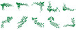 © njiwstwn - Set of tree root corner with dense green leaves, green leaf branch border vector