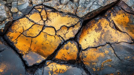 Wall Mural - colorful rock texture with cracks and earthy tones in close-up