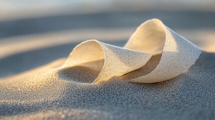 Wall Mural - delicate fabric strips on soft sand with gentle light reflection