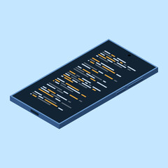 Wall Mural - isometric smartphone. program code on smartphone screen. isometric technology. vector illustration