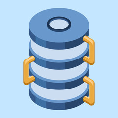 Wall Mural - isometric cloud database. cloud computing and file cloud storage. big data storage technology. isome