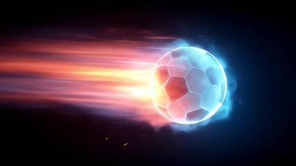 Wall Mural - streaking fiery light trails toward a blue glowing sphere on dark space