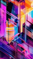 Wall Mural - Modern geometric design in vivid hues.