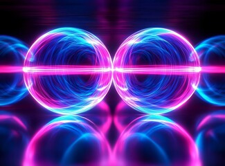 Wall Mural - light reflections enhance the neon effect on a glossy surface.