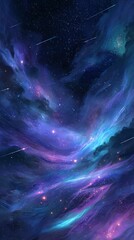 Wall Mural - Cosmic Nebula in Deep Space: Vibrant Blue Purple Hues