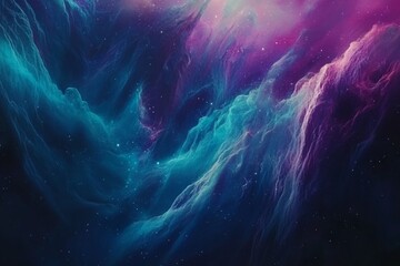 Wall Mural - Cosmic Nebula with Teal and Purple Hues