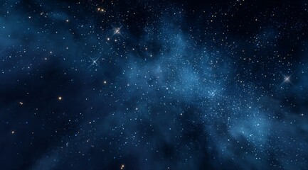 Wall Mural - Dark Blue Cosmic Nebula with Bright Stars and Dust