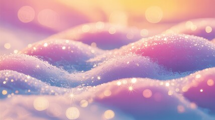 Canvas Print - sparkling pink and purple textured snow with soft bokeh lights image