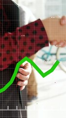 Wall Mural - financial data over young girl shake hands.