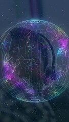 Wall Mural - digital animation over happy young boys using headset.