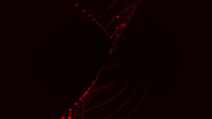 Wall Mural - abstract background with glowing particles and light lines. animation rotation of optical fiber wire